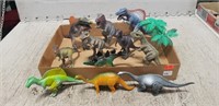 (11) Assorted Dinosaur Figurines & (1) Palm Tree