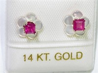 14 kt. Gold Earrings with Genuine Ruby