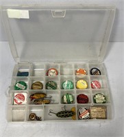 14 PA Fishing license pins 1942 - 1974 & top water
