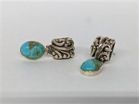 .925 Sterling Silver Turquoise Earrings