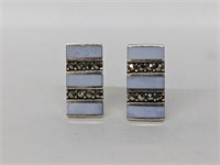 .925 Sterling Silver Stone Clip On Earrings