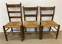 Lot of 3 early rush seat side chairs