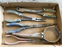 dykes, needle nose pliers, filter wrench