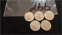 5) Kennedy Half Dollars 1968,71,72,73,74,