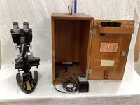 Vintage Bausch & Lomb Microscopic w/ Wood Box,