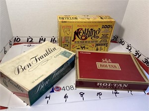 Vintage cigar boxes: Ben Franklin, Roi-tan
