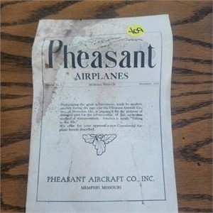 Pheasant Airplanes Pamphlet