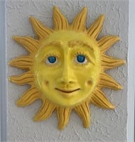 Artist Signed Glazed Pottery Sun Wall Hanging