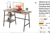 VECELO 43 Inch Trestle Desk with Storage