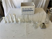 Milk Glass And Clear Vases