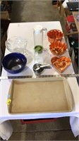 pampered chef cookie sheet, jello pans, pitchers