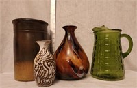Crock, Sm. Potty Vase, Glass Vase, Green Glass