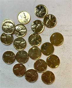 (20) Gold plated Lincoln Wheat Cents