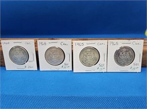 1-1964 AAND 3-1965  AU-UNC 50 CENT COINS
