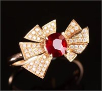 1.2ct Myanmar Pigeon Blood Red Ruby Ring 18K Gold