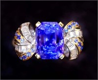 4.5ct Natural Royal Blue Sapphire Ring 18K Gold