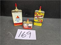 Vintage Metal Small Oil Cans - advertising