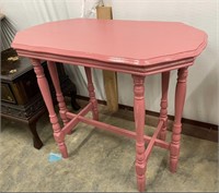 Antique Solid Oak Parlor Table, Painted Pink,