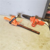 Electric Hedge Trimmer and Chainsaw