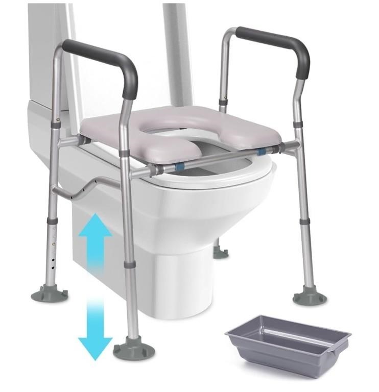 Raised Toilet Seat with Handles, Elevated Toilet