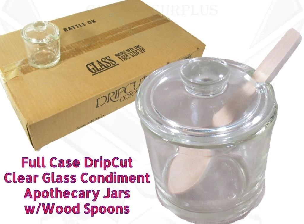 Case DripCut Glass Condiment Apothecary Jars