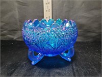 Vintage Fenton Blue Carnival Glass Bowl