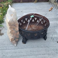 O411 Fire Pit, Weiner sticks and bag of wood