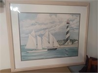 GIGANTIC LIGHTHOUSE SAILBOAT THEMED PICTURE