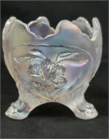 Imperial White Carnival Glass Footed Nappy
