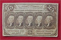 1862 US Fractional Note 25 Cents