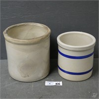 Pair of Stoneware Crocks - 7.5" Tall