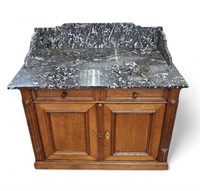 Antique Oak Washstand with Marble Top.