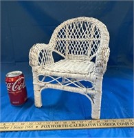 Childs White Wicker Chair for Doll