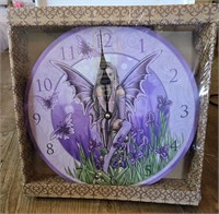 Purple Fairy Fantasy Art Wall Clock