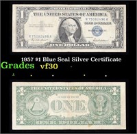 1957 $1 Blue Seal Silver Certificate Grades vf++