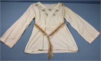 1960's Flower Power Embroidered Shirt + Belt