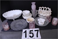 Flat of Glass Items Includes Milk Glass ~