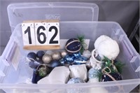 Clear Tote of Christmas Ornaments