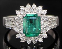 18k Gold 2.29 ct Natural Emerald & Diamond Ring
