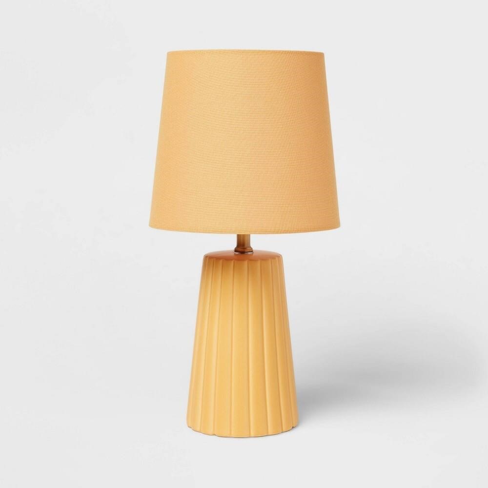 Tapered Ribbed Kids' Table Lamp Yellow - Pillowfor