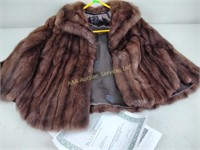 Full pelt brown squirrel fur cape