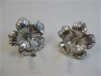 Sterling Silver Flower Earrings - Hallmarked