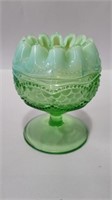 Northwood opalescent and green glass pedestal