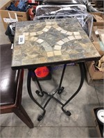 Plant stand w/ mosaic top, 13.5 square x 30" tall
