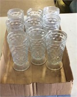 9 clear glass cups