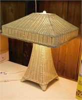 Wicker patio table lamp, 24" tall