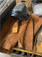 leather chaps for welding, mask guard