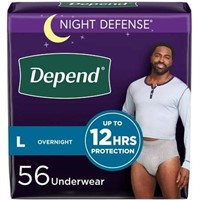 Depend Night Defense Underwear, L, 56ct