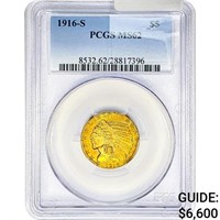 1916-S $5 Gold Half Eagle PCGS MS62