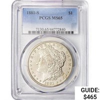 1881-S Morgan Silver Dollar PCGS MS65